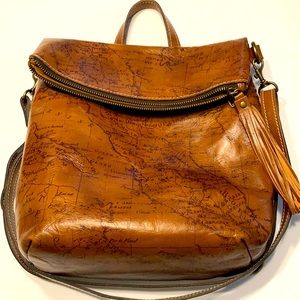Caramel Map Print Backpack/Crossbody